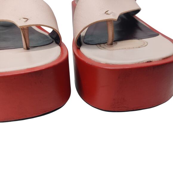 Staud Fly Chunky Platform Slide Sandal Red Pink Colorblock Goat Leather 37 / 7 - Picture 16 of 16
